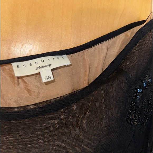 Essentiel Antwerp Black Tulle Sequin Beaded Midi Skirt - Picture 9 of 13